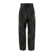 Stijlvolle Zwarte Leren Broek Giorgio Armani , Black , Dames