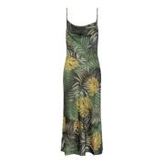 Bloemen Midi Jurk Multicolor Slim Fit Guess , Multicolor , Dames