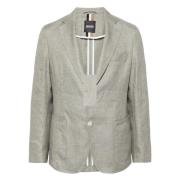 Linnen Blazer met 2 Knopen Hugo Boss , Green , Heren