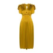 Gouden Lange Jurk Victoria Beckham , Yellow , Dames