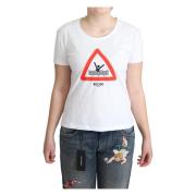 Driehoek Grafisch Katoenen T-shirt Moschino , White , Dames