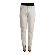 Witte Mid Waist Skinny Denim Jeans Pinko , White , Dames