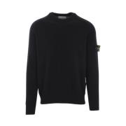 Zwarte Wollen Gebreide Trui Stone Island , Black , Heren