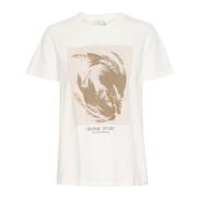 Grafische Print T-Shirt Top Kaffe , Beige , Dames