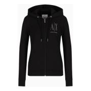 Hoodie met rits Armani Exchange , Black , Dames