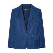 Corduroy Casual Blazer Klassieke Kraag Luisa Cerano , Blue , Dames