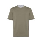 Sage Green Crew-Neck T-Shirt Brunello Cucinelli , Green , Heren