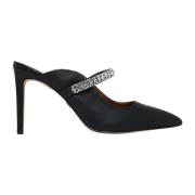 Zwarte Leren Juweeldetail Puntige Muiltjes Kurt Geiger , Black , Dames