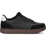 Zwarte Leren Lage Sneakers Woden , Black , Dames