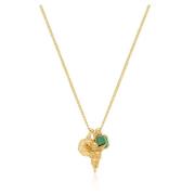 Mens Gold Talisman Necklace with Angel and Malachite Pendant Nialaya ,...