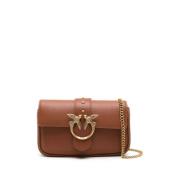 Bruin Leren Love One Pocket Tas Pinko , Brown , Dames