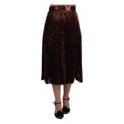 Bronzen A-Lijn Midi Rok Dolce & Gabbana , Brown , Dames