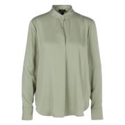 Flowing Blouse with Stand-up Collar Marc Cain , Green , Dames