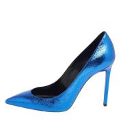 Pre-owned Leather heels Yves Saint Laurent Vintage , Blue , Dames