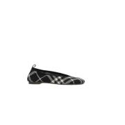 Check Gebreide Ballerina Platte Schoenen Burberry , Black , Dames