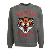 Grijze Lucky Tiger Sweater Aw24 Kenzo , Gray , Heren