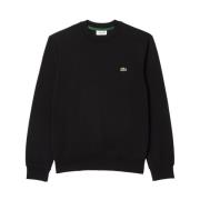 Zwarte Crew Neck Sweatshirt Klassieke Pasvorm Lacoste , Black , Heren