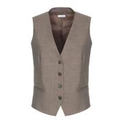 Bruine Wollen Vest Knoopsluiting Mouwloos P.a.r.o.s.h. , Brown , Dames