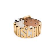 Wit Leren Logo Pin-Gesp Armband Moschino , White , Dames