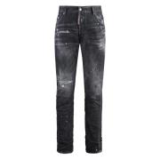 Versleten Skinny Jeans met Verfspatten Dsquared2 , Black , Heren