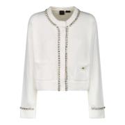 Witte Cardigan met Fonkelende Details Pinko , White , Dames