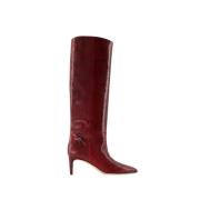 Bordeaux Python Leren Stiletto Laarzen Paris Texas , Red , Dames