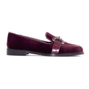 Bordeaux Velvet Loafer met Gemstone Detail Roberto Festa , Red , Dames