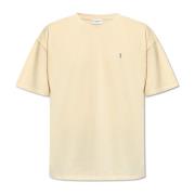 Logo-geborduurd T-shirt Saint Laurent , Beige , Heren