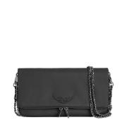 Rock Grained Clutch met Kettingbanden Zadig & Voltaire , Gray , Dames