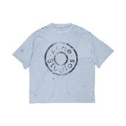 Blauw Logo T-shirt Relaxed Fit Acne Studios , Blue , Heren