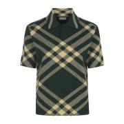 Geribbelde Merinowol Polo Shirt Burberry , Green , Dames