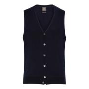 Merino Wol Gebreid Vest Boggi Milano , Blue , Heren