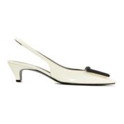 Beige Leren Slingback Hakken Roberto Festa , White , Dames