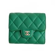 Pre-owned Leather wallets Chanel Vintage , Green , Dames