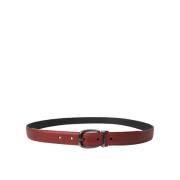 Bruin Leer Zilveren Gesp Riem Mannen Dolce & Gabbana , Brown , Unisex