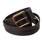 Gouden Gesp Leren Riem Dolce & Gabbana , Brown , Dames