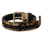 Multicolor Jacquard Lederen Logo Riem Dolce & Gabbana , Brown , Heren