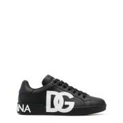 Zwarte Sneakers Stijlvol Logo Print Dolce & Gabbana , Black , Heren