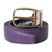 Paars Leren Riem met Metalen Gesp Dolce & Gabbana , Purple , Heren