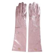 Roze Gelamineerde Logo Handschoenen Dolce & Gabbana , Pink , Dames