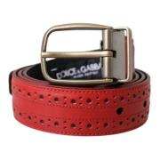 Rode Geperforeerde Leren Riem Mannen Dolce & Gabbana , Red , Dames