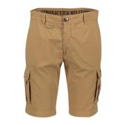 Bruine Katoenen Shorts Slim Fit Aeronautica Militare , Brown , Heren