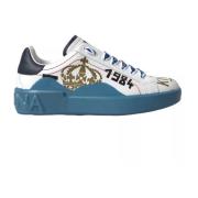 Blauw & Wit Lage Top Sneakers Dolce & Gabbana , Blue , Heren