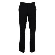 Elegante Slim Fit Wollen Broek Dolce & Gabbana , Black , Heren