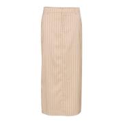 Gestreepte hoge taille rok met split Kaffe , Beige , Dames