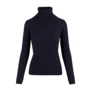 Slim Fit High Neck Lange Mouw Allude , Blue , Dames