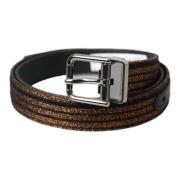 Gouden Jacquard Streep Riem met Zilveren Gesp Dolce & Gabbana , Yellow...