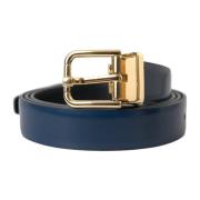 Blauw Leren Riem met Gouden Gesp Dolce & Gabbana , Blue , Heren