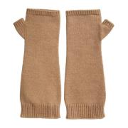 Luxe Cashmere Fingerloze Handschoenen Dolce & Gabbana , Brown , Dames