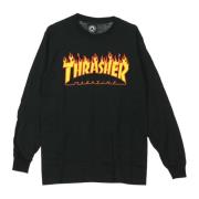 Zwarte Vlam Lange Mouw T-shirt Thrasher , Black , Heren